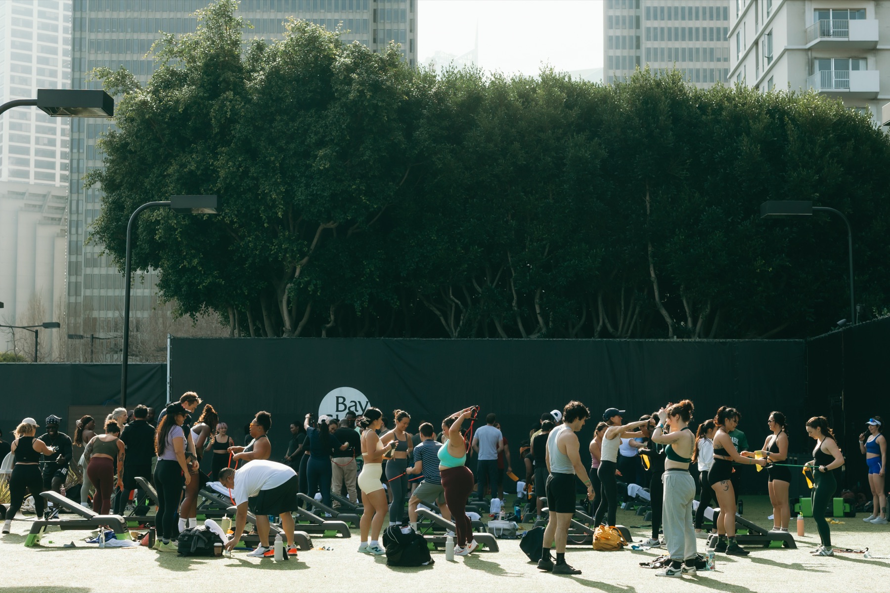 SF Fit Fest crowd workout with skyline